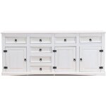 Ebuy24 - new buffet mexico avec 7 tiroirs et 3 portes, largeur 200 cm, hauteur 84 cm, blanc / cir�.