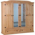 Ebuy24 - new mexico armoire 4 portes avec 2 portes miroir, 2 portes pleines et 2 tiroirs, largeur 194 ...