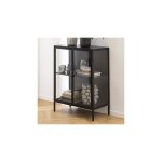 Hellin - buffet 2 portes 80x40x98, 7 cm en verre et mtal noir - bakos