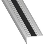 Nez de marche � visser argent + pvc noir 45x23mm long. 1m