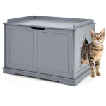 Niche pour chat avec lit maison pour chat dinterieur bac a litiere ferme avec entree gris