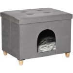 Niche chat maison de chat sur pied repose - pied 2 en 1 - coussin inclus - pliable - mdf peluche suédé ... Niche chat maison de chat sur pied repose - pied 2 en 1 - coussin inclus - pliable - mdf peluche suédé ...