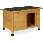 Relaxdays - niche pour chien, hxlxp : env. 58x86x58 cm, rsistant aux intempries, bois, toit carton ...