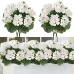 Nicola 4 g�raniums en soie anti - ultraviolets, fleurs artificielles et plantes vertes pour d�coration ...