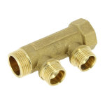 Collecteur laiton m�le - femelle 20 - 27, 2 sorties m�le 15 - 21 - nicoll