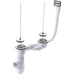 Nicoll - vidage complet évier grès / synthèse 2 cuves avec siphon et trop - plein Ø84 - percage 60mm Nicoll - vidage complet évier grès / synthèse 2 cuves avec siphon et trop - plein Ø84 - percage 60mm