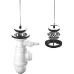 Nicoll - vidage pvc pour vier grs 2 cuves avec siphon et prise machine  laver