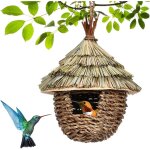 Nid oiseau, maison oiseaux exterieur paille tiss�e � la main suspendue maison des oiseaux nid birdhouse ...