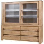 Nilla - buffet - vaisselier avec eclairage led aspect bois