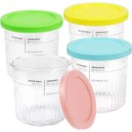 Ninja creami pints and lids 4 - pack, ninja creami deluxe nc501 nc500 series ice cream maker containers ...