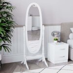 Nishano coiffeuse autoportante haute en bois avec miroir ovale h 151 x l 58 x p 47 cm, blanc Nishano coiffeuse autoportante haute en bois avec miroir ovale h 151 x l 58 x p 47 cm, blanc