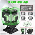 Niveau laser 4 x 360�, 4d 16 lignes laser chantier avec 2 x 3000mah batterie & affichage led, niveau ...