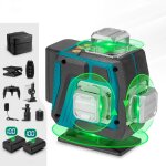 Niveau laser autonivelant 4 x 360, laser chantier 4d 16 lignes, distance de travail 25 m, 2 x batterie, ...
