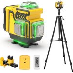 Niveau laser avec trepied - cjumel 4 x 360� vert autonivelant niveaux laser chantier, 4d 16 lignes rotatif ...