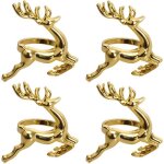 No�l serviettes anneaux, 4 pi�ces de renne serviette anneaux porte - serviette argent or serviette titulaire ...