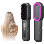 (noir)brosse lissante pour cheveux - fer � lisser sans fil - 20 millions d'ions n�gatifs brosse chauffante ...