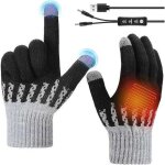 Noir gants chauffants pour hommes et femmes - usb - gants chauds en tricot avec 3 niveaux de temp�rature ...