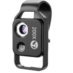 (noir) microscope portable 200x avec lumi�re led, adapt� aux enfants, dermatoscope portable, analyseur ...