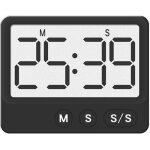 Noir minuteur de cuisine magn�tique avec grand �cran lcd, avec chronom�tre, horloge minuteur digital, ...