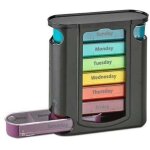 Noir, pilulier hebdomadaire, 1 distributeur, 7 compartiments empilables quatre fois par jour - matin, ...