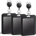 (noir)porte - badges - non sp�cifi� - lot de 3 - noir - clip en plastique - 11, 2 x 7 cm
