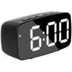 Noir r�veil num�rique intelligent de chevet, horloge de bureau usb de voyage � led blanc avec r�p�tition ...