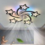 Noir rgb ventilateur plafond avec lumiere avec tlcommande app, enfant chambre lampe ventilateur plafond ...