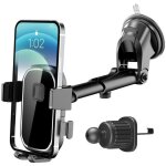 (noir)support de t�l�phone de voiture � ventouse m4, rotation 360 degr�s deux en un [sortie d'air + ventouse] ...