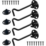 (noir)verrou porte coulissante 4 pi�ces, crochet cabin 4 inch, acier inoxydable porte loquet, crochet ...