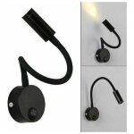 Noire lampe de lecture murale 3w, flexible cou réglable applique lampe de bureau en aluminium, lampe ... Noire lampe de lecture murale 3w, flexible cou réglable applique lampe de bureau en aluminium, lampe ...
