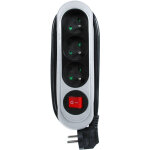 Nola bloc 3 prises 2p + t 16a avec interrupteur 1m noir / prise alu - 716158 - debflex
