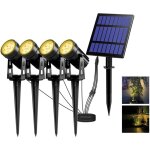 Noluxa 4 pices spot solaire lampe solaire jardin lampe solaire extrieur etanche 3000k led projecteur ...