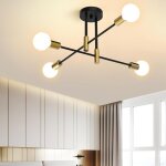 Noluxa e27 4 lumi�res lustre - luminaires int�rieur vintage - aucune ampoule incluse - noir et or [classe ...