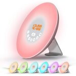 Noluxa radio rveil lumineux lampe de chevet rveil lumire led tactile contrle sunrise, sunset, snooze, ...