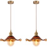 2pcs plafonnier d'intrieur vintage suspension luminaire en verre lustre rtro suspension moderne en ...