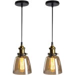 2pcs suspension luminaire d'intrieur industriel lustre rtro e27 plafonnier en verre noir pour chambre ...