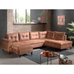 Bestmobilier - nordic - canap panoramique en u - 7 places - convertible - industriel vintage - angle ...