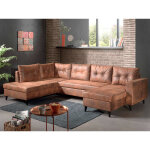 Bestmobilier - nordic - canap panoramique en u - 7 places - convertible - industriel vintage - angle ...