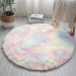 Nordic rainbow tapis en peluche teint en cravate rond doux moelleux rainbow rug