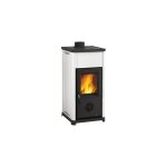 Poele a' bois la nordica extraflame tea avec revetement en acier porcelaine blanche 6, 6 kw 189 m chauffable ...
