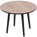 Nordlys - table appoint bout de canape meuble bois rond pin - noir