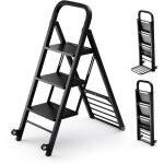 Northix - diable 2 en 1 et escabeau pliable chariot a main a 2 roues camion de transport en metal noir ...