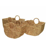 Nosenviesdeco - lot de 3 paniers tresss en jacinthe d'eau avec poignes - nos envies dco