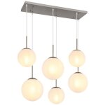 Nowa - lampe à suspendre salle à manger suspensions boules de verre 6 flammes albâtre e27 Nowa - lampe à suspendre salle à manger suspensions boules de verre 6 flammes albâtre e27