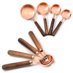 Noyer cuivre tasse � mesurer cuill�re � mesurer manche en bois or rose balances de cuisson cuill�re � ...