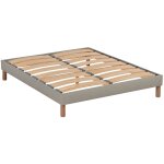 Nuit de coton sommier  lattes en bois lino 140x190 cm coloris beige livr en kit