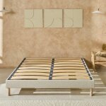 Nuit de coton sommier  lattes en bois lino 160x200 cm coloris beige livr en kit