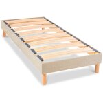 Nuit de coton - sommier  lattes en bois lino 90x190 cm coloris beige livr en kit