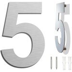(num�ro 5 cinq) num�ro de maison moderne 152 mm de hauteur, fabriqu� en acier inoxydable 304 bross�, ...