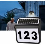Num�ro de maison solaire led en acier inoxydable �clair� avec 2 led, interrupteur cr�pusculaire et panneau ...